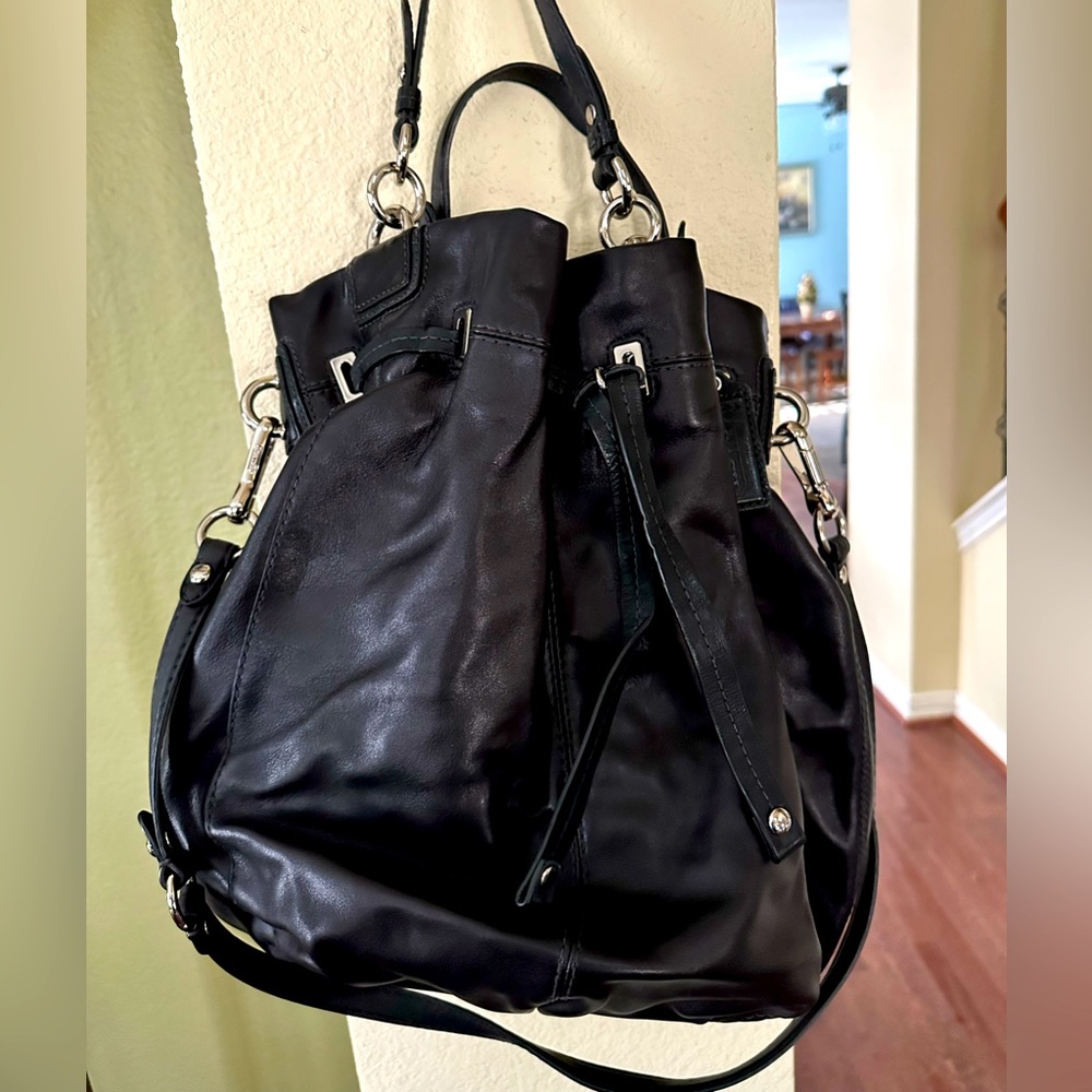 🎉Coach Peyton Drawstring Shoulder Tote Black 14508